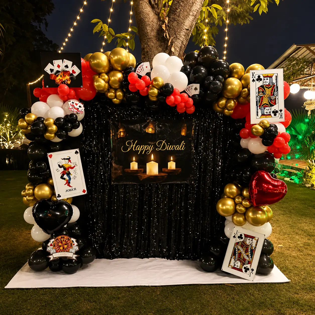 Cards Theme Diwali Party Decoration — Diwali Decoration