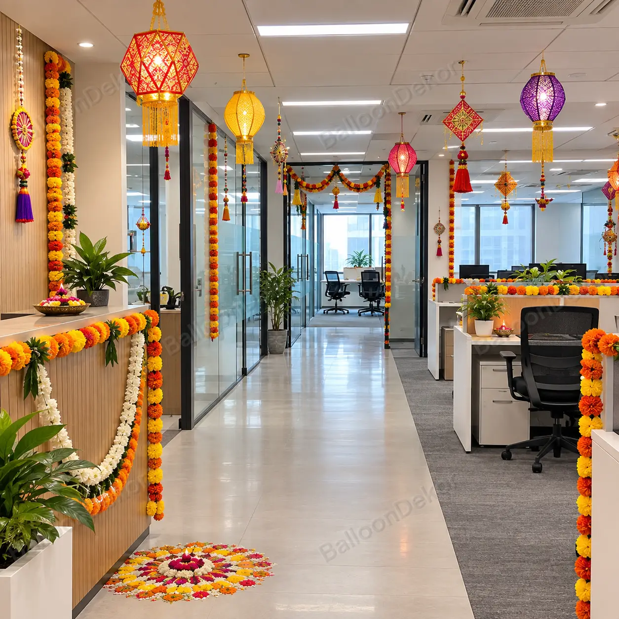 Corporate Diwali Flower Decor in Office — thumbnail 2
