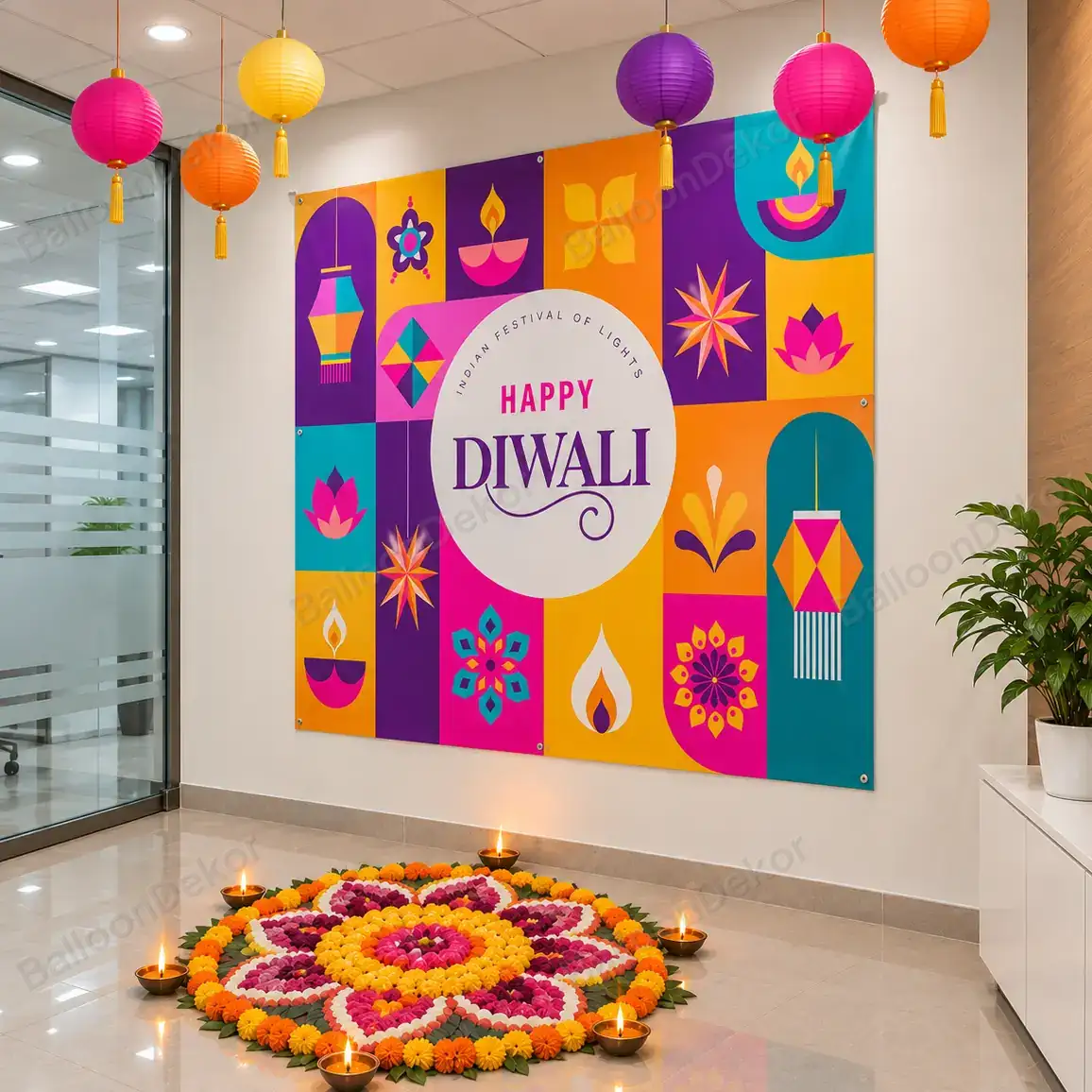 Simple Diwali Backdrop for Office Celebration — thumbnail 2