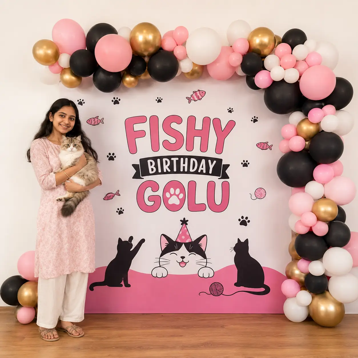 Cat Birthday Celebration Backdrop Decoration — Pet Birthday Decoration for Dogs & Cats