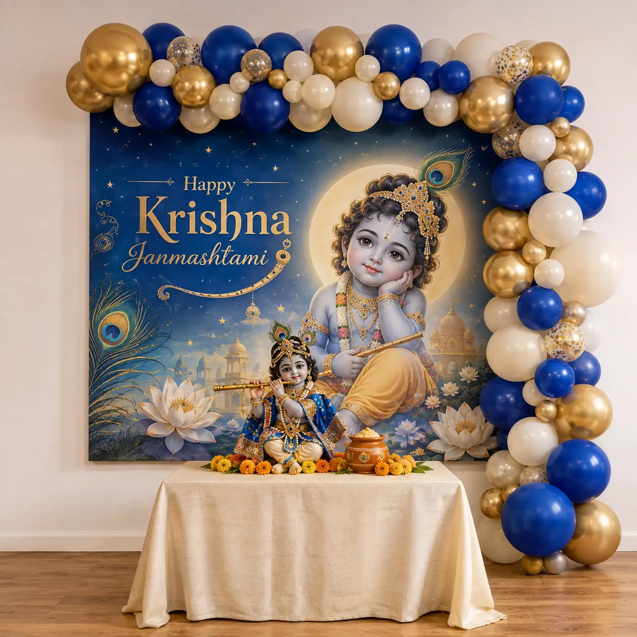 Janmashtami Home Balloon Decoration — Janmashtami Decoration at Home