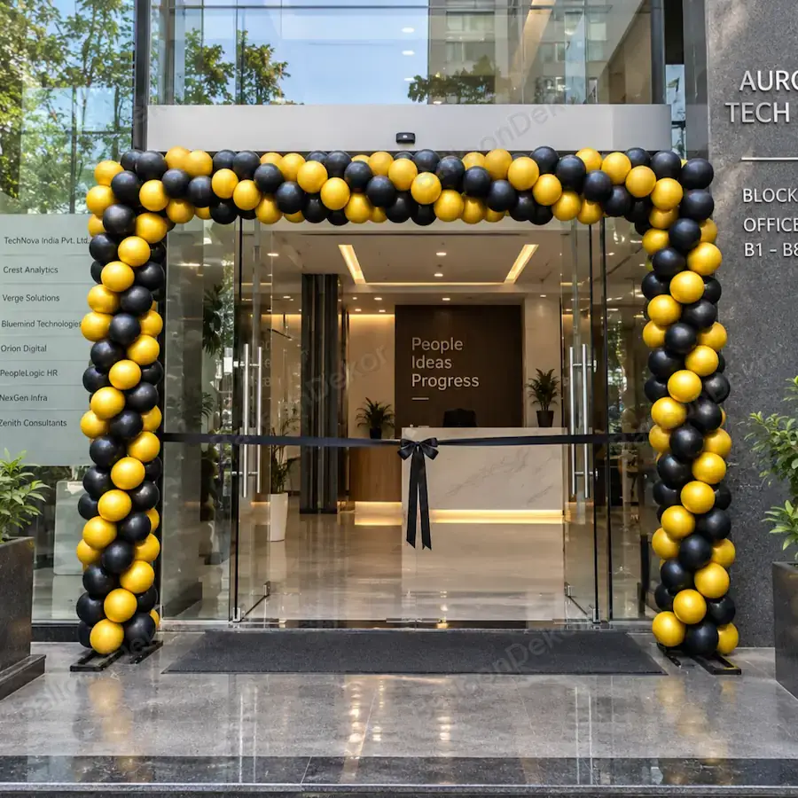 Office Entrance Decor with Balloon Arch — Shop & Office Opening Decoration