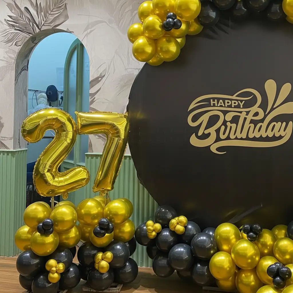 Golden Birthday Backdrop Setup — thumbnail 2