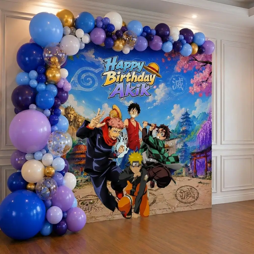 Anime Theme Birthday Backdrop Decoration — thumbnail 2