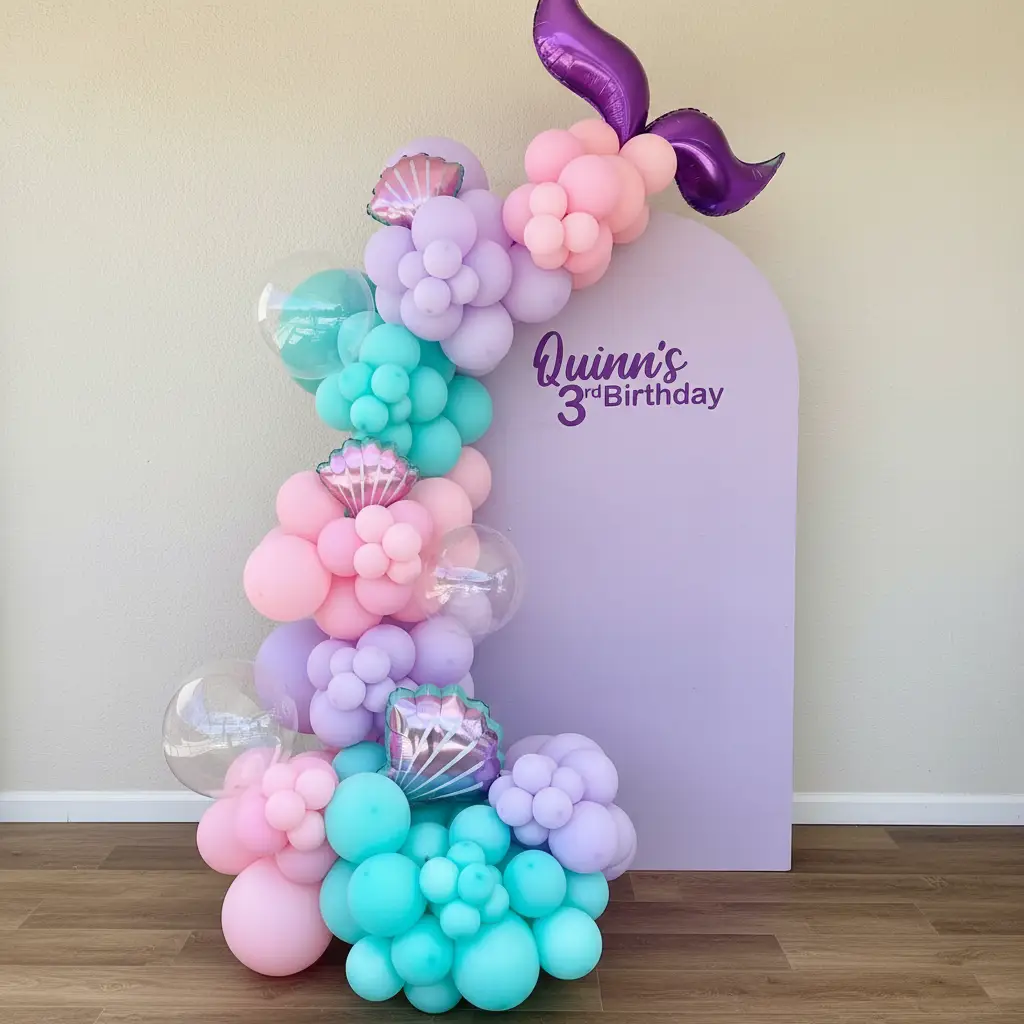 Mermaid Theme Kids Birthday Balloon Setup