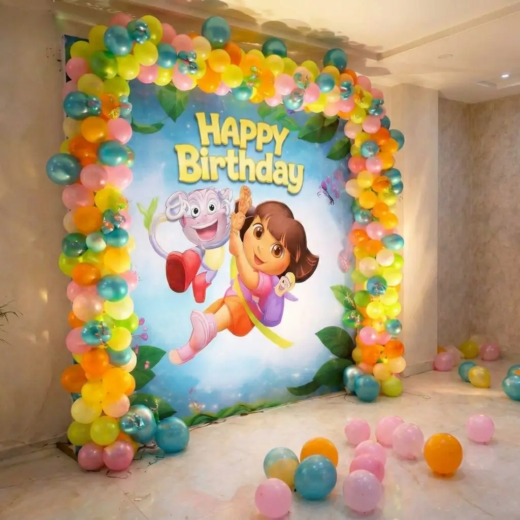 Dora Theme Kids Birthday Decoration — thumbnail 2