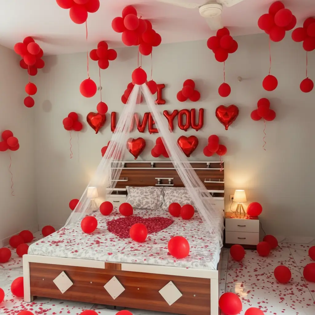 Romantic Bedroom Anniversary Decoration