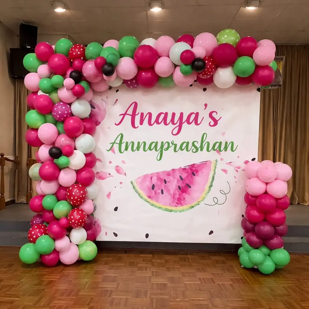 Watermelon Theme Annaprashan Decoration Backdrop