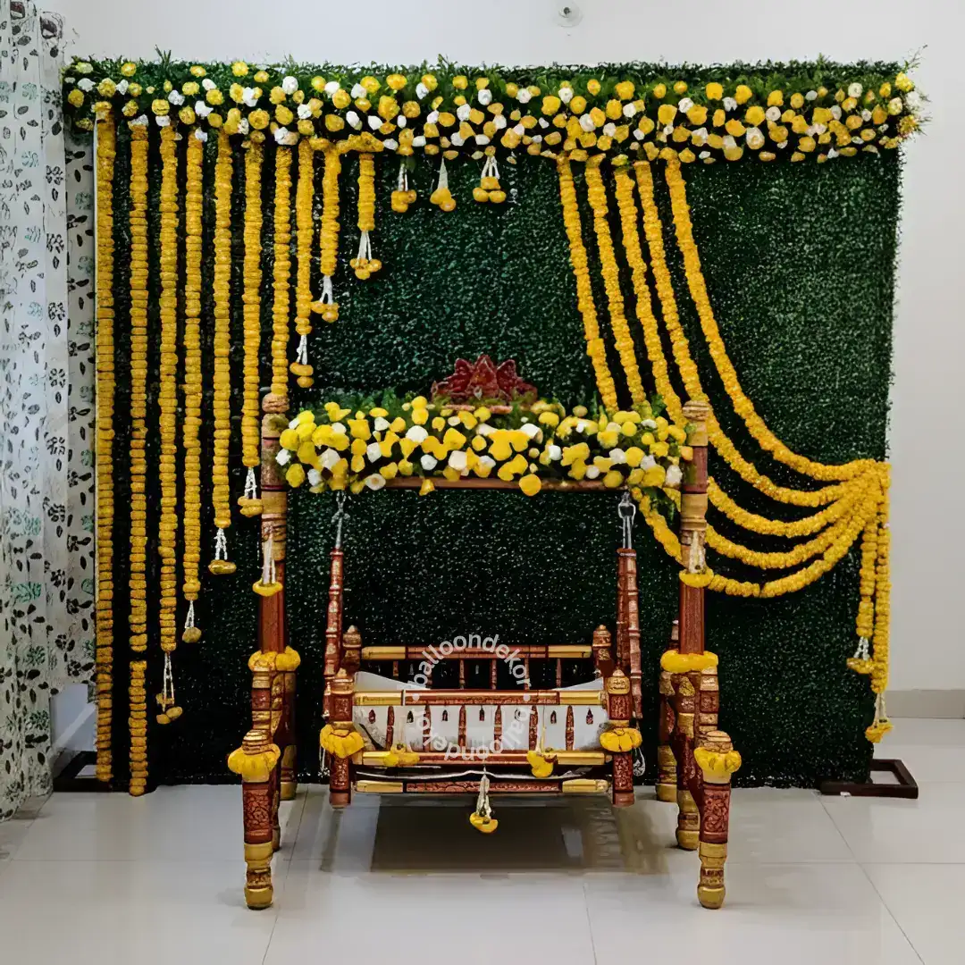 Marigold Theme Baby Naming Decoration