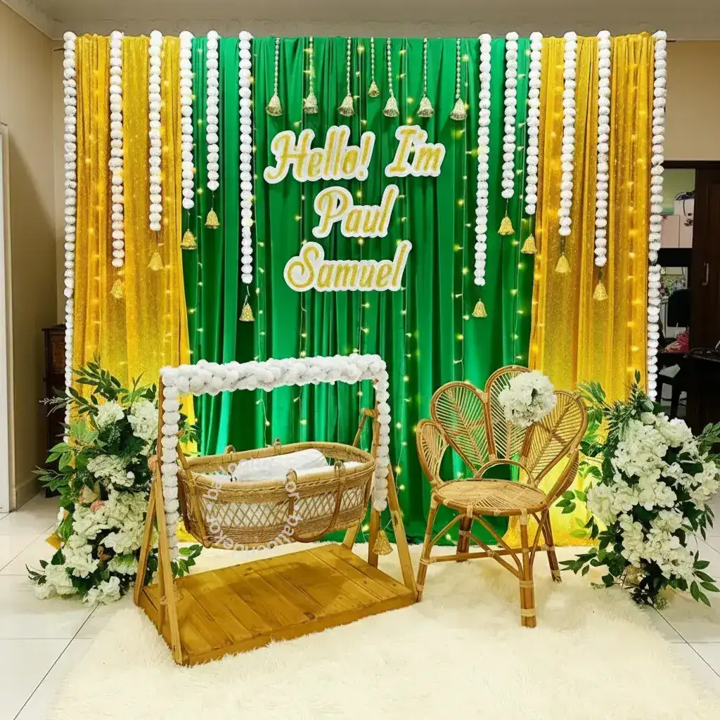 Green Theme Baby Naming Decoration