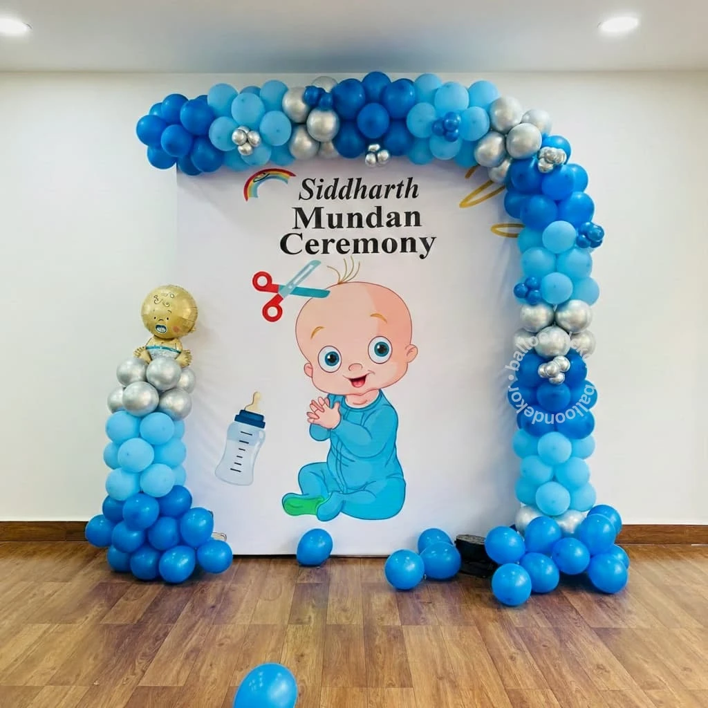 Blue Theme Mundan Balloon Decor