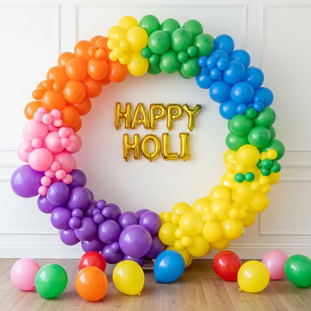 Rainbow Holi Balloon Decoration